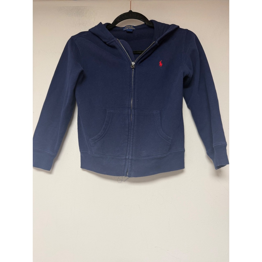 Polo Ralph Lauren Zip Up Hoodie Kids Size 7 Navy Blue Good Classic Fleece Hooded
